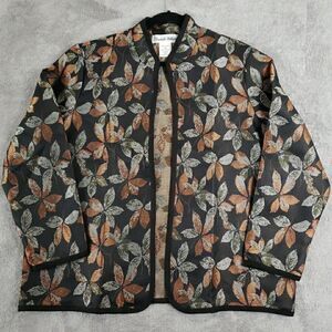 Elisabeth Williams Women XL Open Cardigan Metallic Autumn Leaf Long Sleeve
